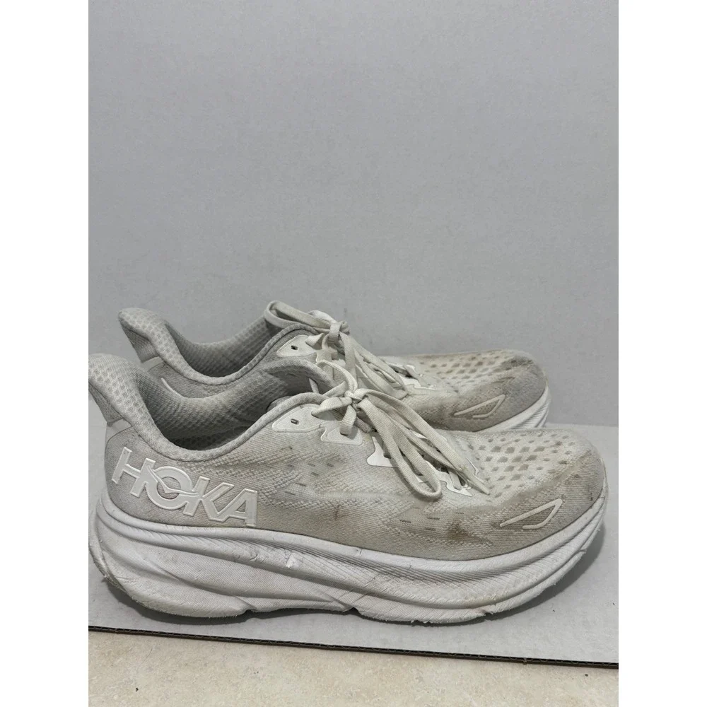 Hoka One One Clifton 9 Mens 10D White Running Shoes 1127895 WWH